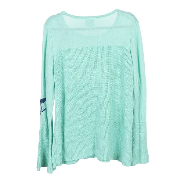 St Johns Bay Sweater Womens L NWOT Mint Green Knit Floral Embroidery Bell Sleeve - Picture 6 of 6